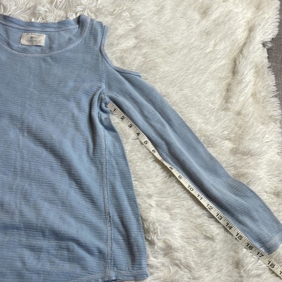 Sol Angeles Light Blue Boho Cold Shoulder Long Sleeve Top - Picture 7 of 9